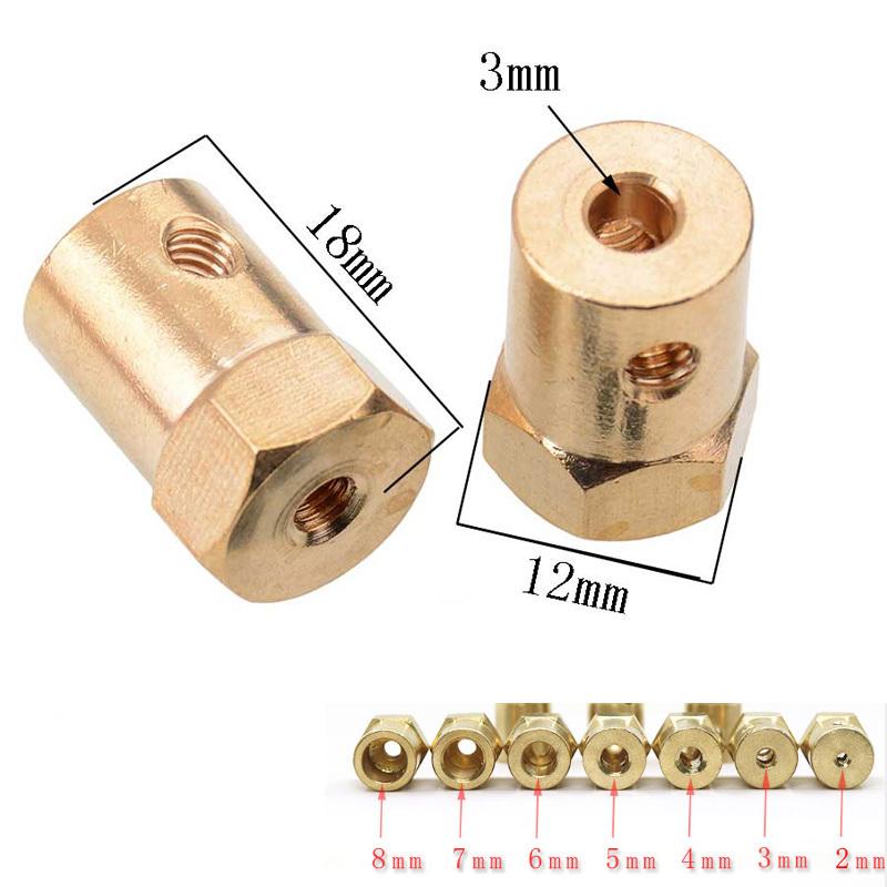 8pcs/lot Hexagon Coupling 12mm Tire Connector Coupling 2mm/3mm/4mm/5mm/6mm/8mm Hex Adapter for RC Cars Connecting Parts