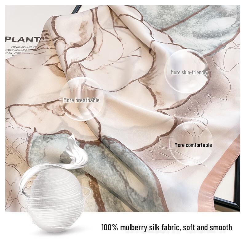 Women's Chinese Style Camellia Print Square Scarf