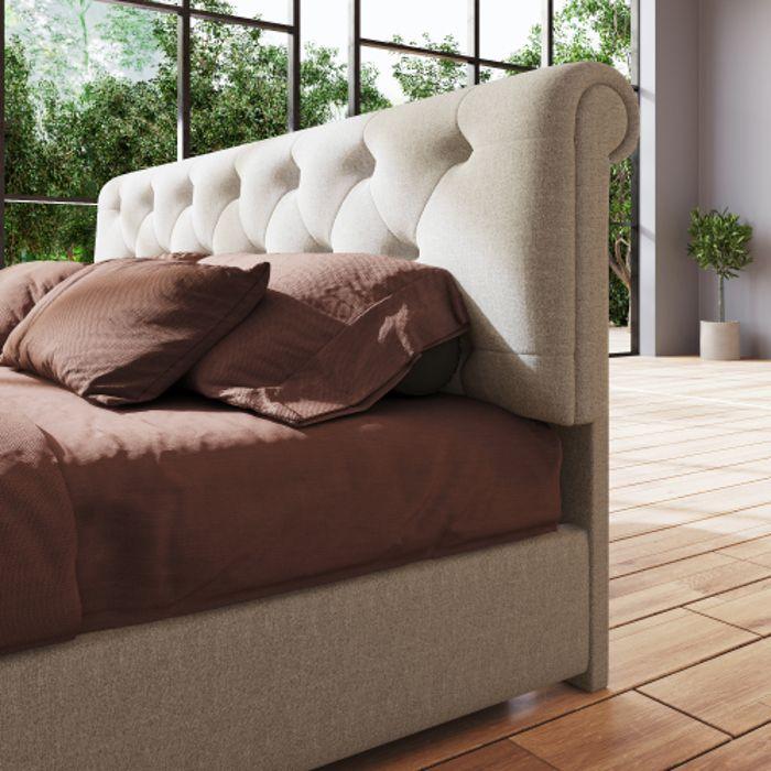 Cadre De Lit Avec 2 Tiroirs, Lit Simple Rembourré 90x200 Cm, Tête De Lit Réglable En Hauteur, Couleur Naturelle, Matelas Inclus