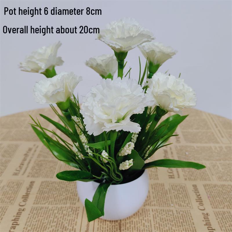 Small Silk Carnation Decorative Flower In Pot for Living Room, Coffee Table, or Dining Table Arrangement