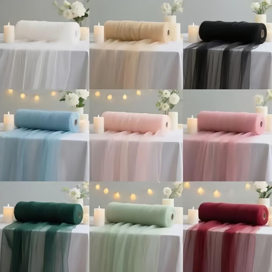 Organza Tulle Fabric, Sheer Silky Netting Fabric for Wedding Birthday Party Event Decorations Table Skirt DIY Decor Chair Bows