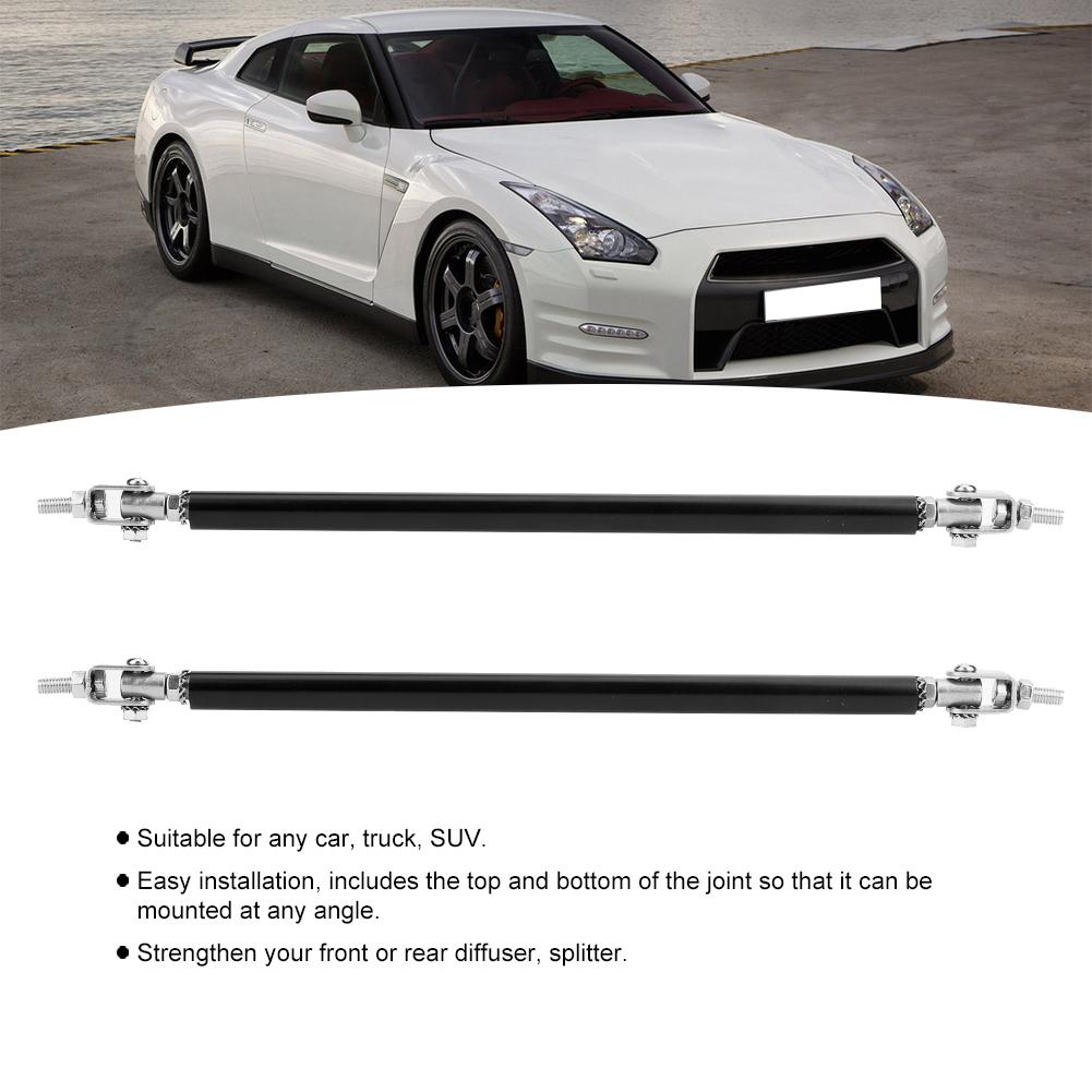 2pcs Adjustable Front Bumper Lip Splitter Strut Rod Tie Support Bar Stainless Steel