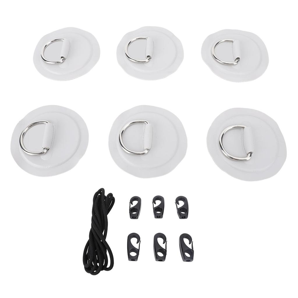 Stainless Steel D Ring Patch Kit PVC Paddle Board D Rings with Rope Hooks for Kayak Inflatable Boat 