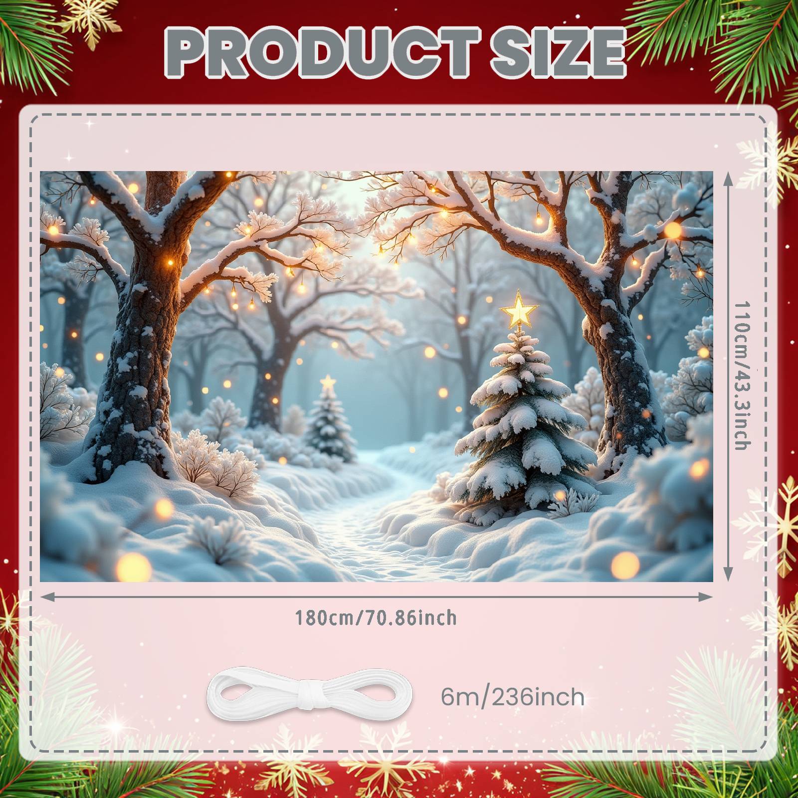 

Christmas Banner Snowflake Decor Snow Scene Banner Christmas Decoration Banner Snow-Covered For Winter Festival Holiday Winter