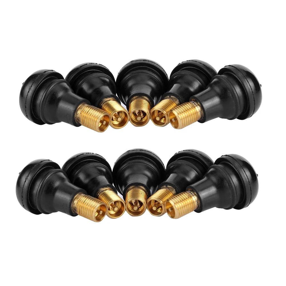 10/25Pcs TR412 Snap-in Black Rubber Tubeless Tire Tyre Valve Stems  Rubber Copper Vacuum Tire Air Valve For Auto Motorcycle