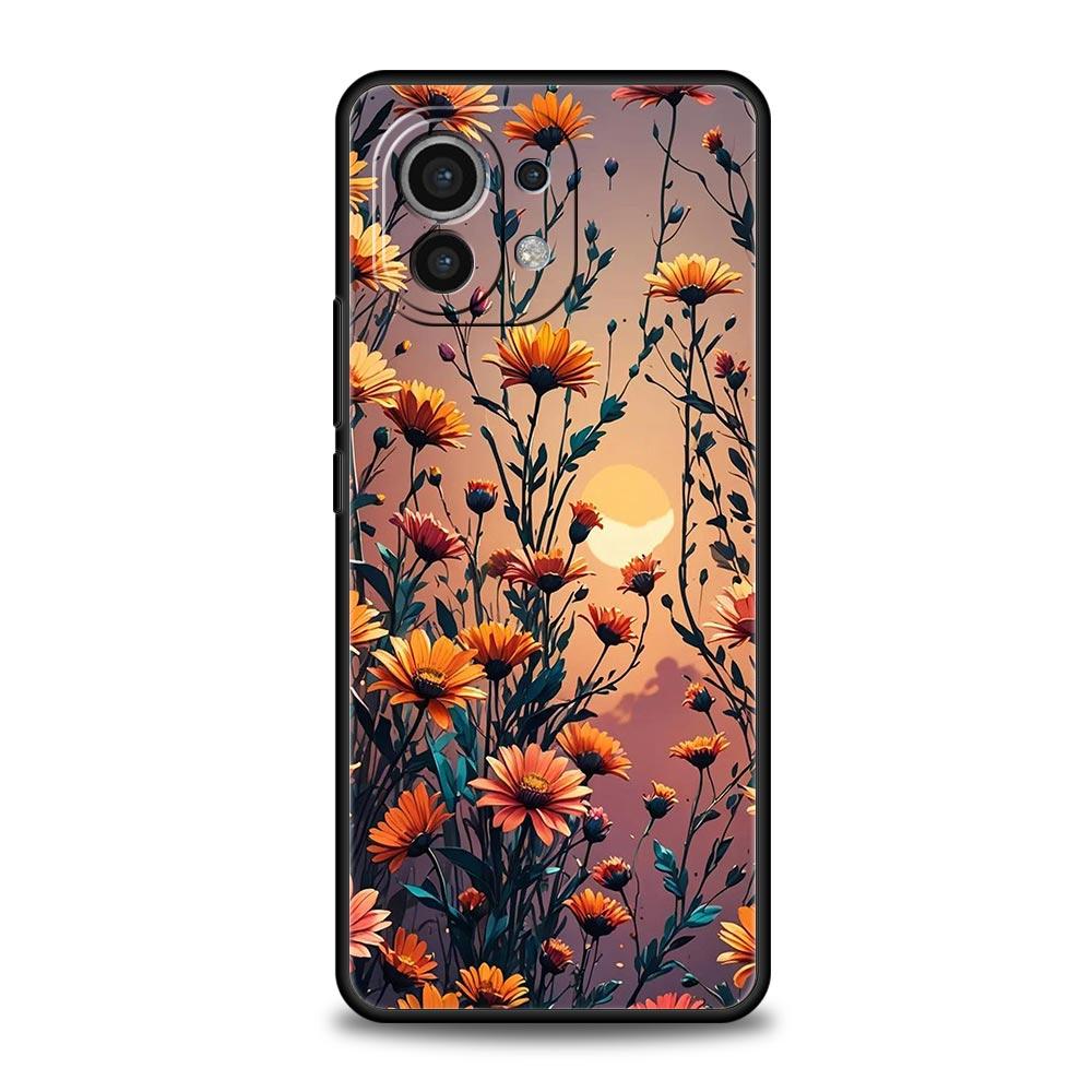 Phone Case Cover for Xiaomi Mi 17 15 14 13 12 11 Ultra 15T 14T 13T 12T 11T Pro Lite 5G Soft TPU Capas Cartoon Flower Fundas Bags