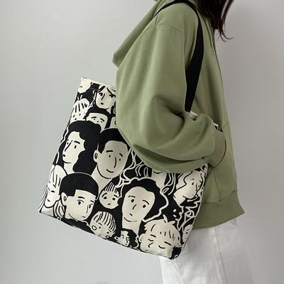 Damentasche, fauler Wind, große Kapazität, koreanische Segeltuchtasche, weibliche Schultertasche, Studenten, literarisch, minimalistische Einkaufstasche