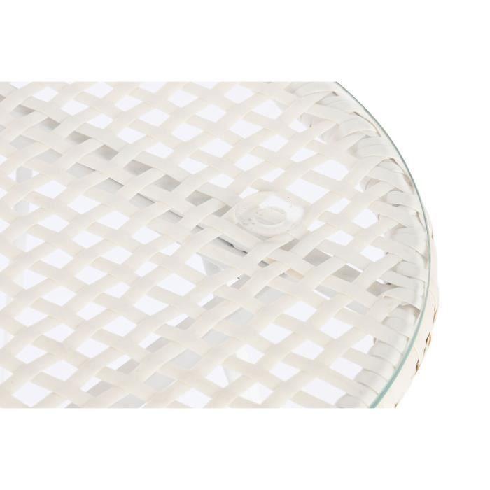 Sestava stůl + 2 židle - Bílá - Kov - Sklo - Syntetický ratan - 2 místa