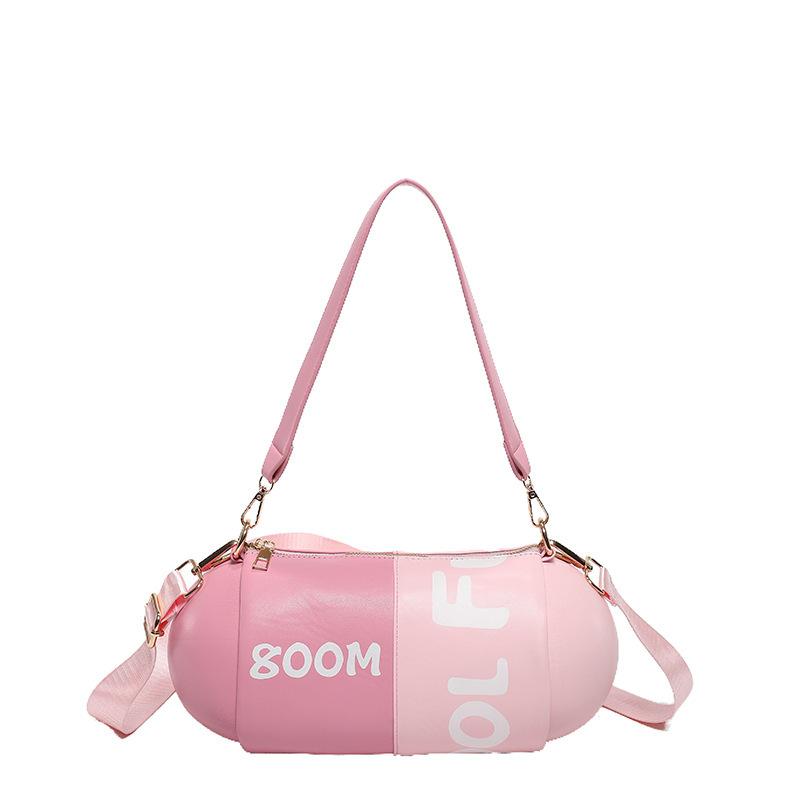 Dopamine Bag Sports Bag Contrasting Color Trend Cylindrical Capsule Bag Wind Personality Funny Oblique Span Bag