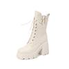 College style fashionable simple side zipper Martin boots 2025 autumn and winter new round head thick sole thick heel lace-up small short boots