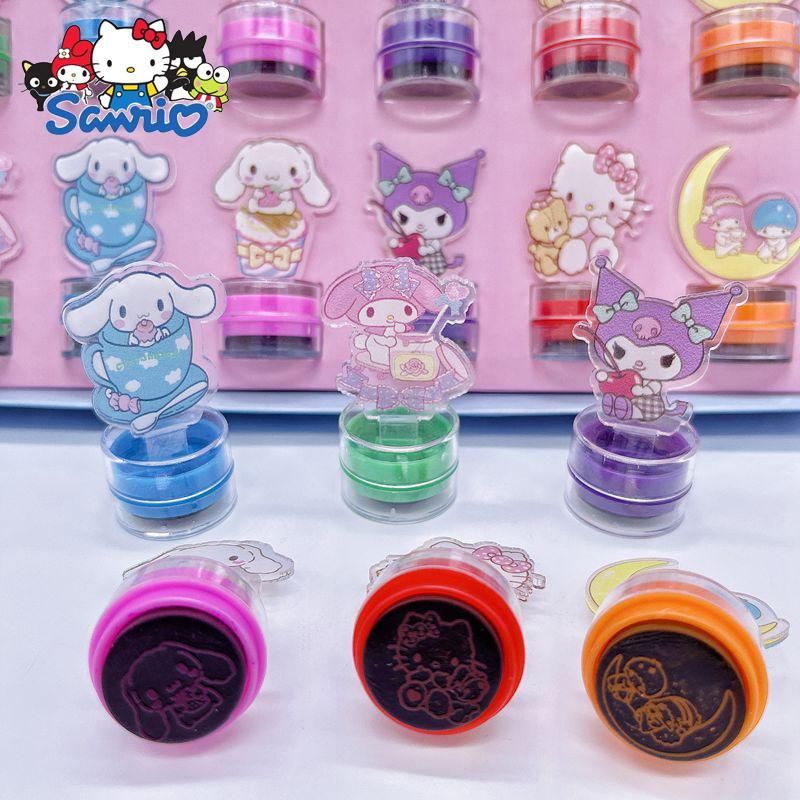 New Kawaii Sanrio Seal Kuromi Mymelody Cartoon Portable Cute Press Seal Kindergarten Student Prize Children'S Gift