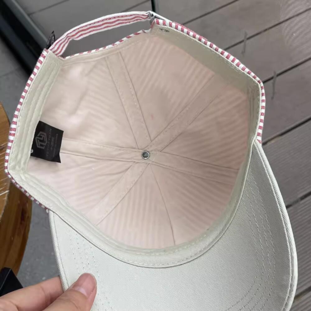 Wide Brim Letter Embroidered Baseball Cap, Cotton Color Block Stripes Hat For Men Women Outdoor Korean Fashion Casual Headwear