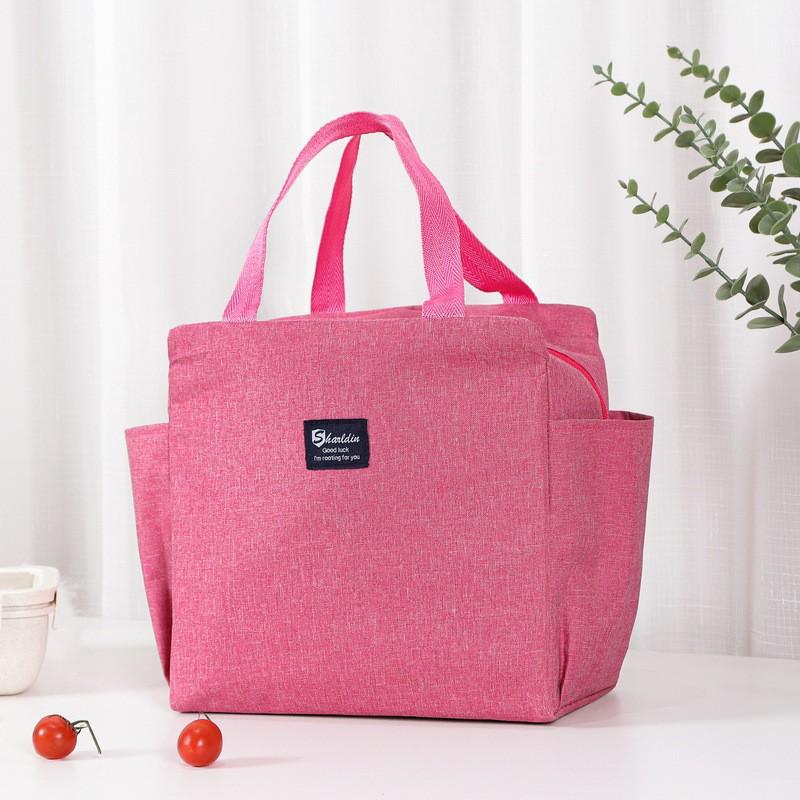 Popular Dual-Pocket Insulated Lunch Bag with Aluminum Foil: Handheld Bento and Picnic Bag with Ice Pack.
