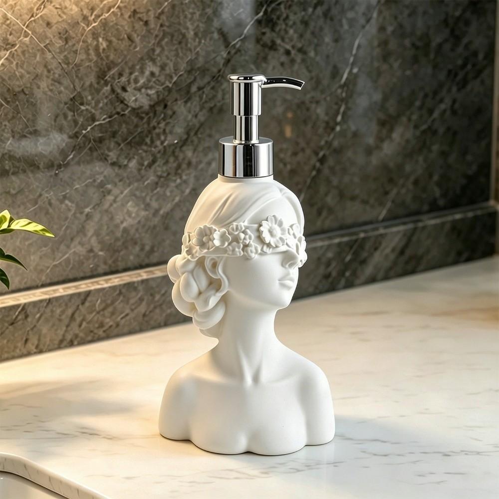 Resin Blindfold Girl Lotion Pump Vintage Bath Lotion Container Hand Sanitizer Bottle Home Decor