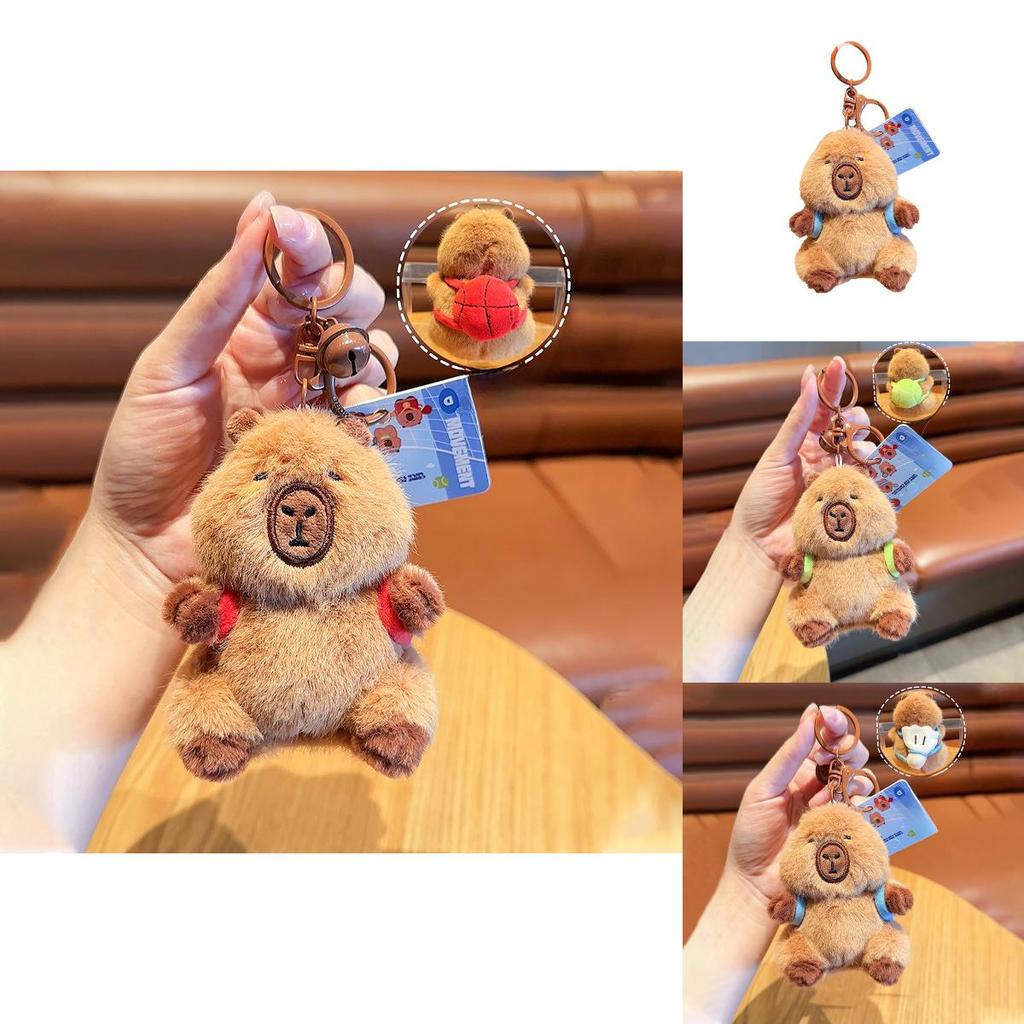 Capybara Cartoon Plush Keychain With Basketball Design For Kids And Teens