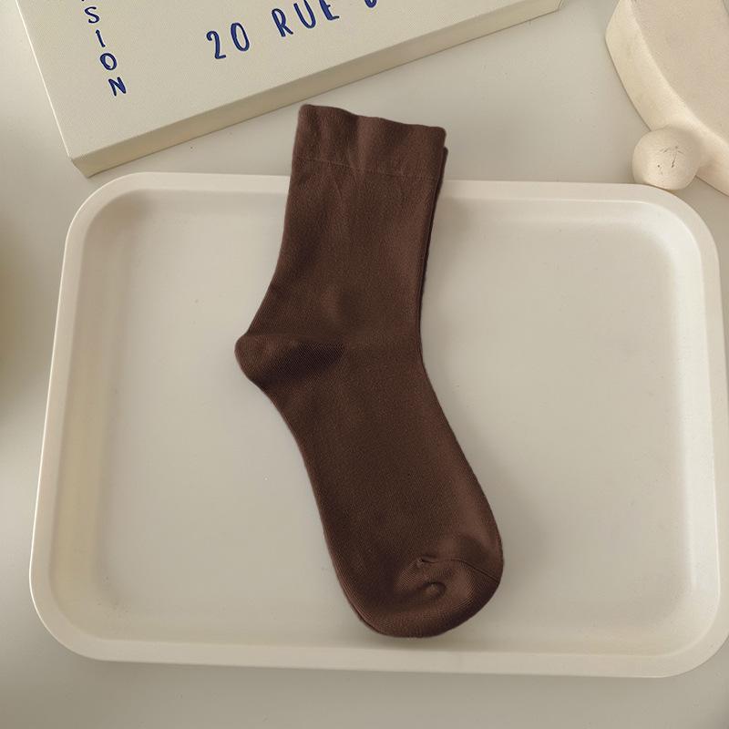 

Женские носки из чистого хлопка до середины икры - Дышащие, Бесшовные, Не образующие катышков, Однотонные цвета для весны и осени One Size