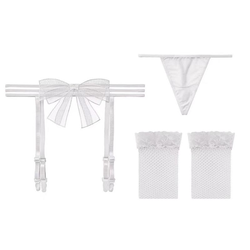 Sexy Underwear Garter Belt Women's Knee Stockings Set Sexy Briefs Slim White Lace Pure Desire Black Silk Fishnet Socks