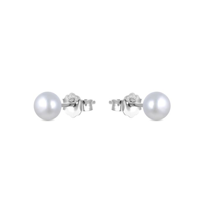Boucles D'oreilles - Luxenter - Argent 925 - Perle Blanche - Finition Rhodium - Femme