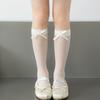 Soft & Breathable Girls Under Knee Length Socks Lovely Bowknot Accent Middle Tube Socks Stockings Enjoy Sweet Charm