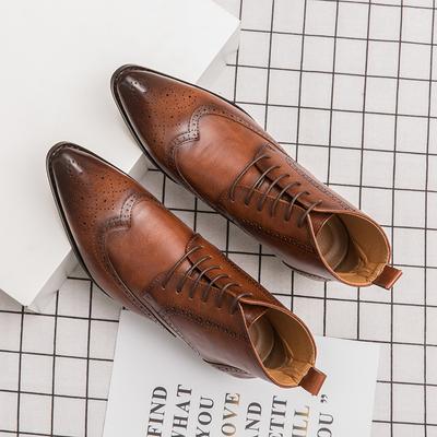Stivali da Uomo alla Moda in Pelle PU Semplicità Punta Appuntita Stivali Eleganti in Pelle Uomo Moda Scarpe High Top Festa Affari Scarpe Brogue
