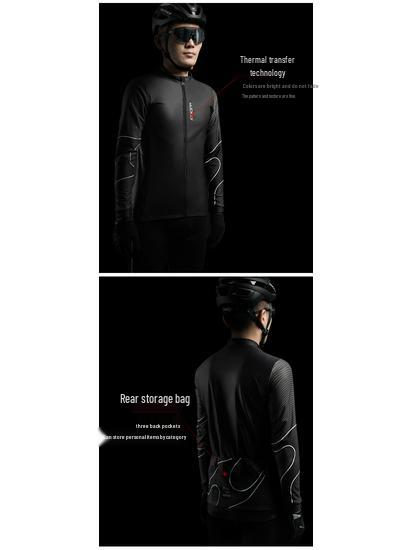 Nuckily Men's Fleece Cycling Suit - Long Sleeve Winter Set for Warmth and Cold Protection