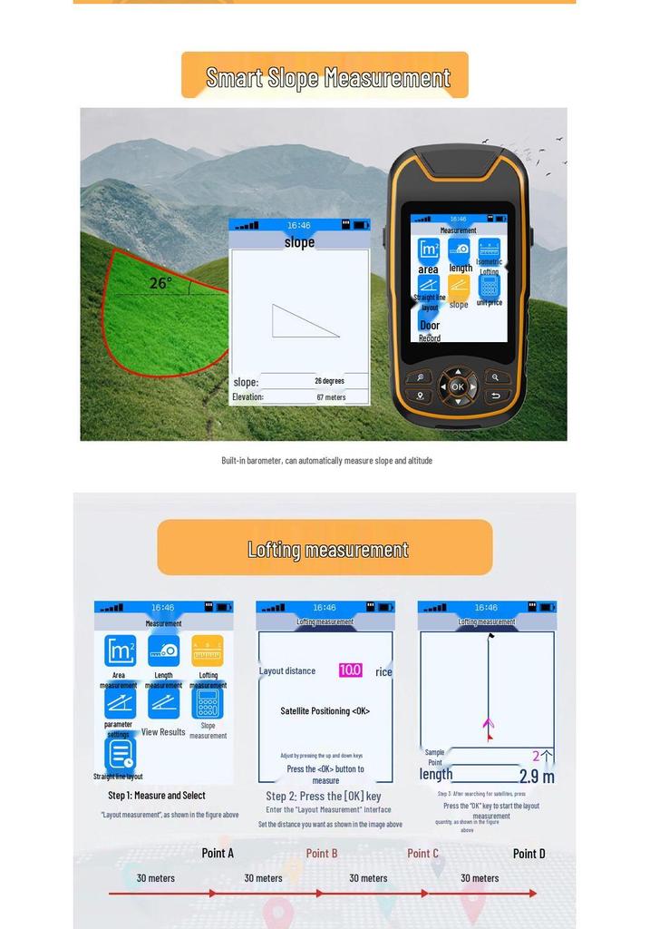 Zhuolin A8 Handheld GPS Navigator: Latitude/Longitude Positioning, BeiDou Compatible, Outdoor and Maritime Use, Coordinate Tracking.