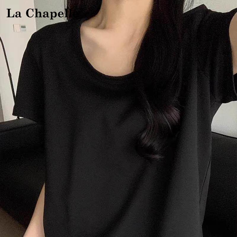 La Chapelle Women s Solid U-Neck Loose Fit T-Shirt 2XL