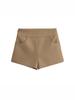 2026 Women's Slim High Waist Khaki Suit Shorts - Elegant, Straight Leg Casual Hot Pants