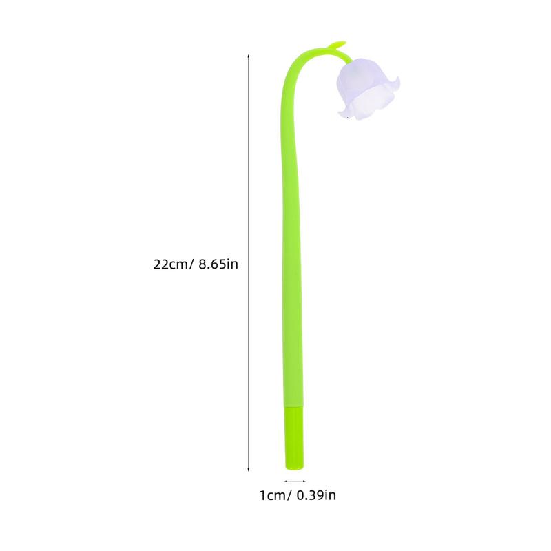 10Pcs Lily of Cute Gel Pens Plastic Flower Shaped Pens Smooth Writing Student Supplies Prize Gifts Bulk