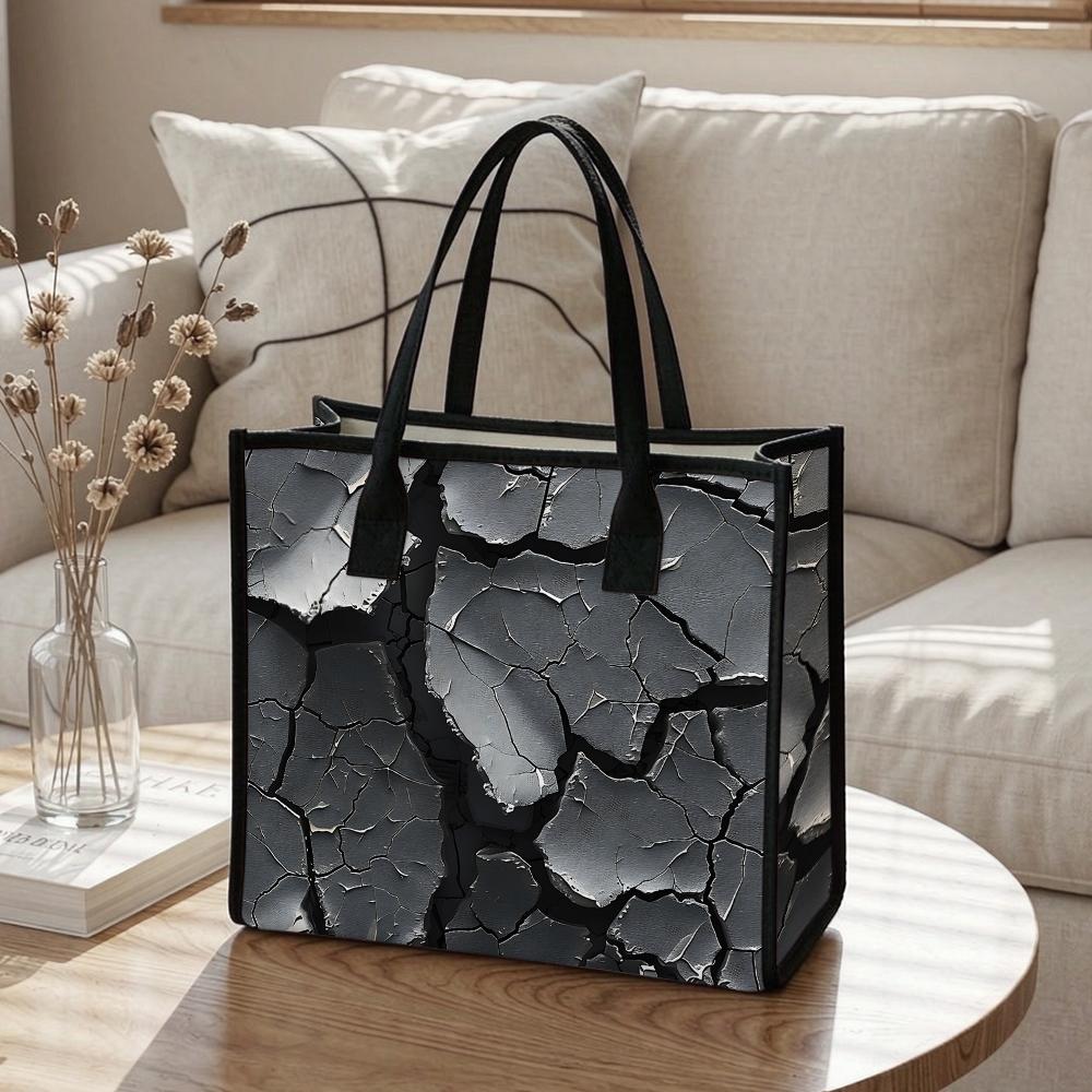 Cracked Pattern Tote Bag Stylish Daily Use Handbag for Casual Shopping