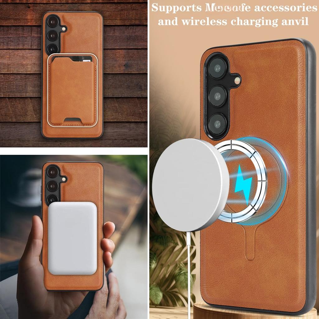 Ultra-thin Magnetic Card Holder Case for Samsung Galaxy A56 5G/A55/A54/A53/A52/A16/A15/A14 Wireless Charging Leather Phone Cover