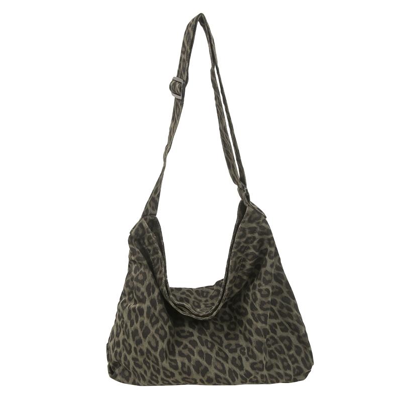 Borse a Spalla in Tela Mimetica da Donna Grande Capacità Borse a Tracolla Leopardate Unisex Pacchi Cott Stile Coreano Borse da Giorno Casual