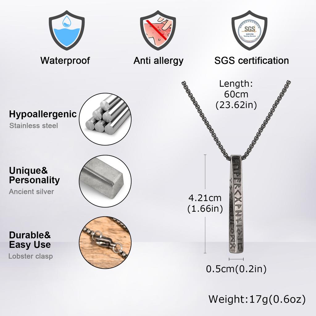 Rero Viking Pendant Necklace for Men,Stainless Steel Mobius Geometric Twisted Column Pendant Collar,Vintage Jewelry for Male