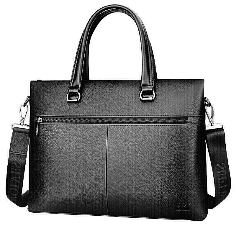 Qipilong Men's Top-Grain Leather Business Briefcase