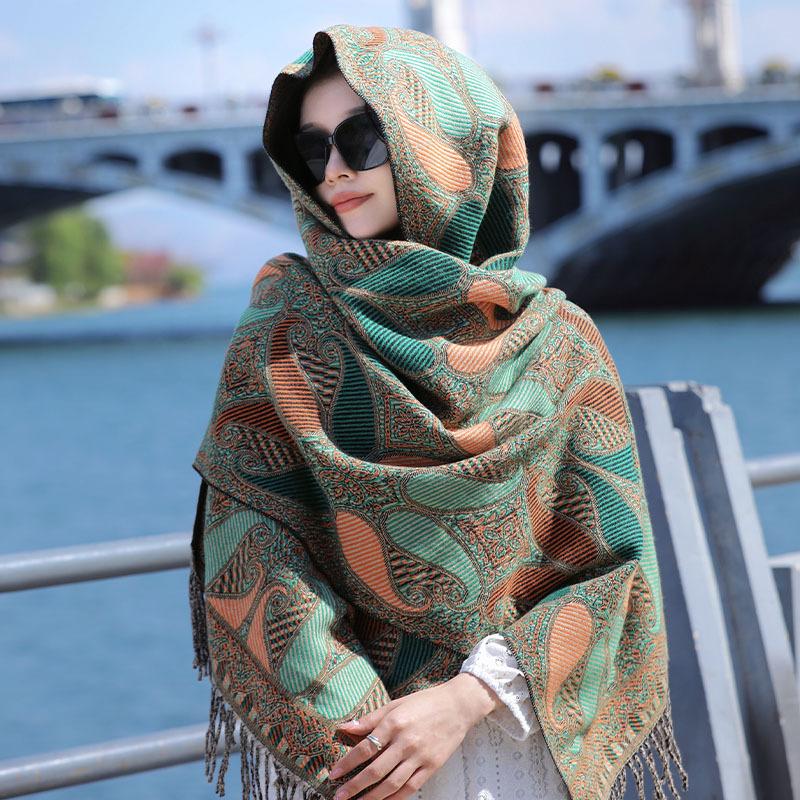 Bohemian Cloak Xizang Yunnan Thickened Scarf Women's Retro National Style With Over Cape
