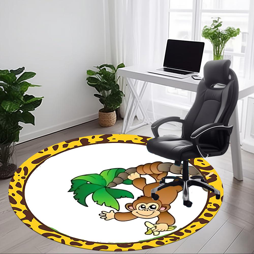 1pc Jungle Monkey Print Chair Carpet for Office, Non-slip, Soft and Durable Office Rug for Decoration, Perfect for Office yy251229141