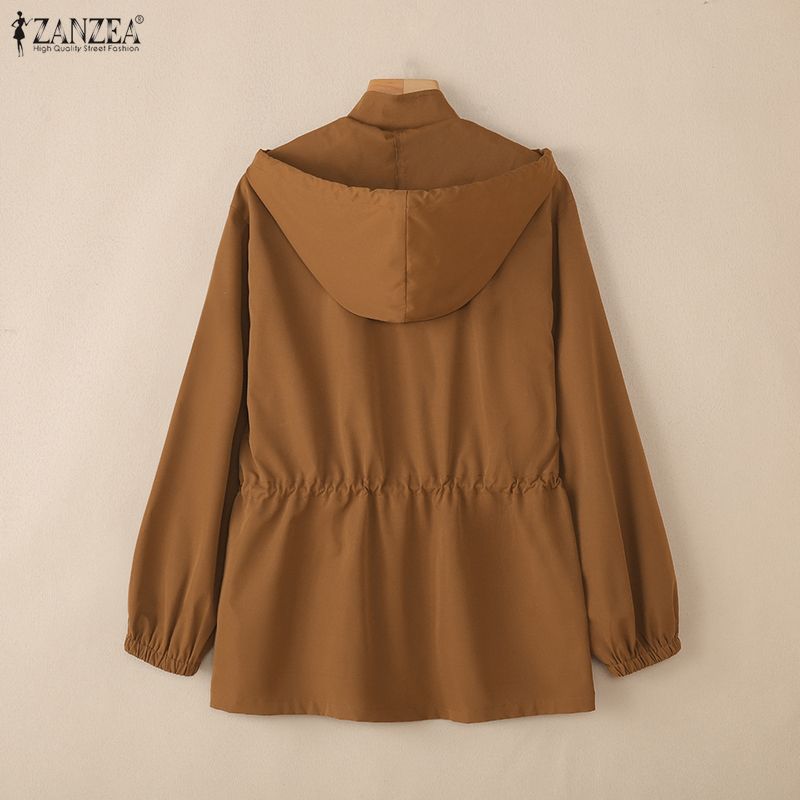 ZANZEA Women Spring Autumn Long Sleeve Hoodies Jacket Thin Outwear