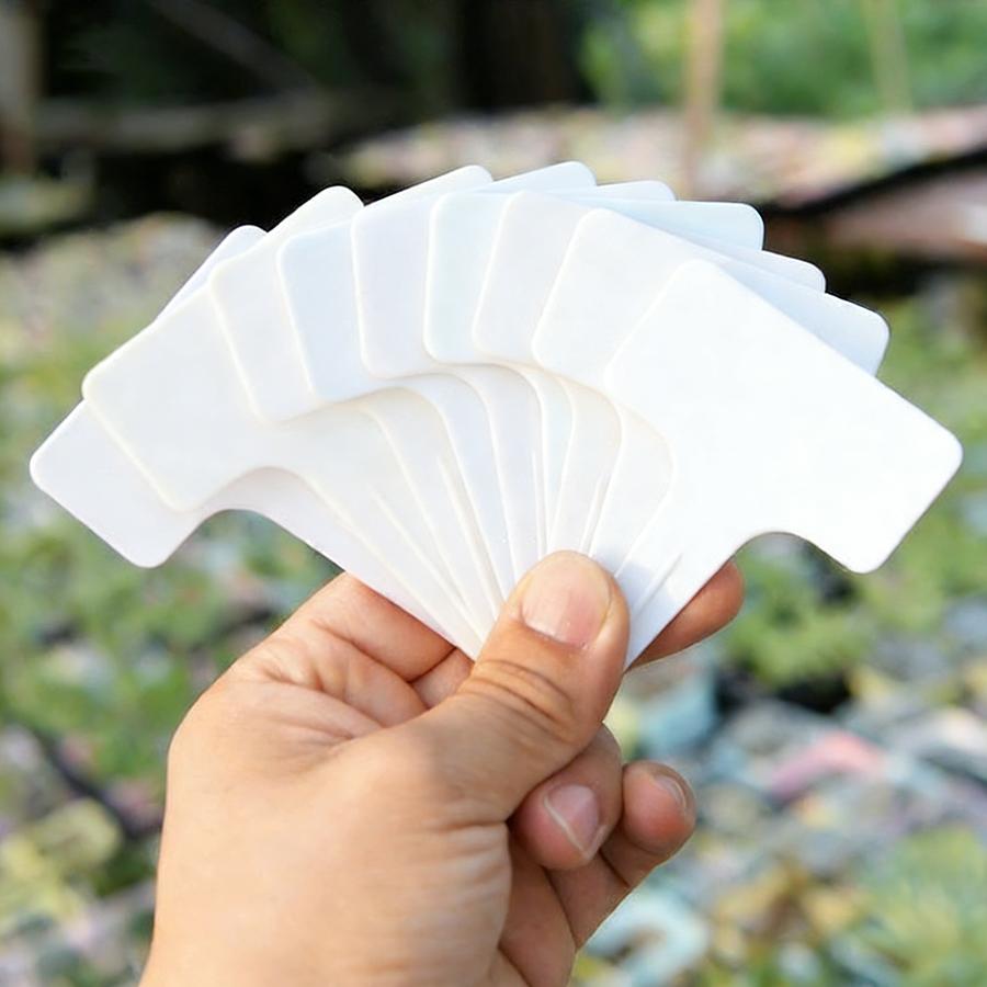 20pcs 10cm White Potted Flower Pot Label T-shaped Plant Label Plant Identification Memo Label Horticultural Planting Accessories