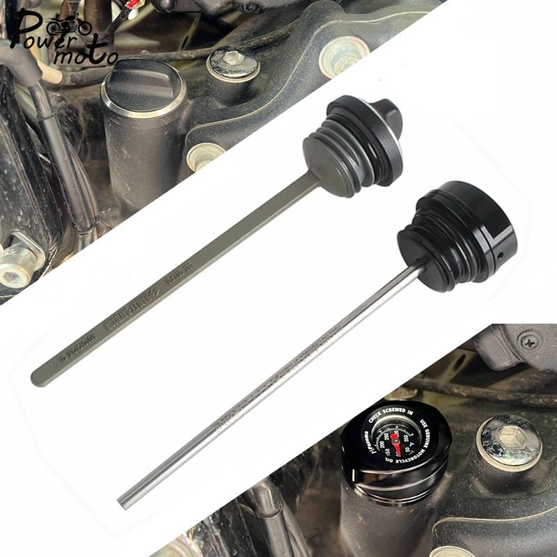Motorcycle Engine Oil Dipstick W/ Plug Oil Temperature Gauges For Harley Touring Electra Glide FLH FLHFB FLHT P K KL CU 2017-24