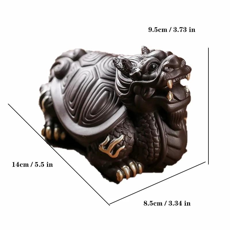 Ceramics Dragon turtle mascot Decoration Small Statue- Chinese characteristic  Suitable for home and office Longevity Decor