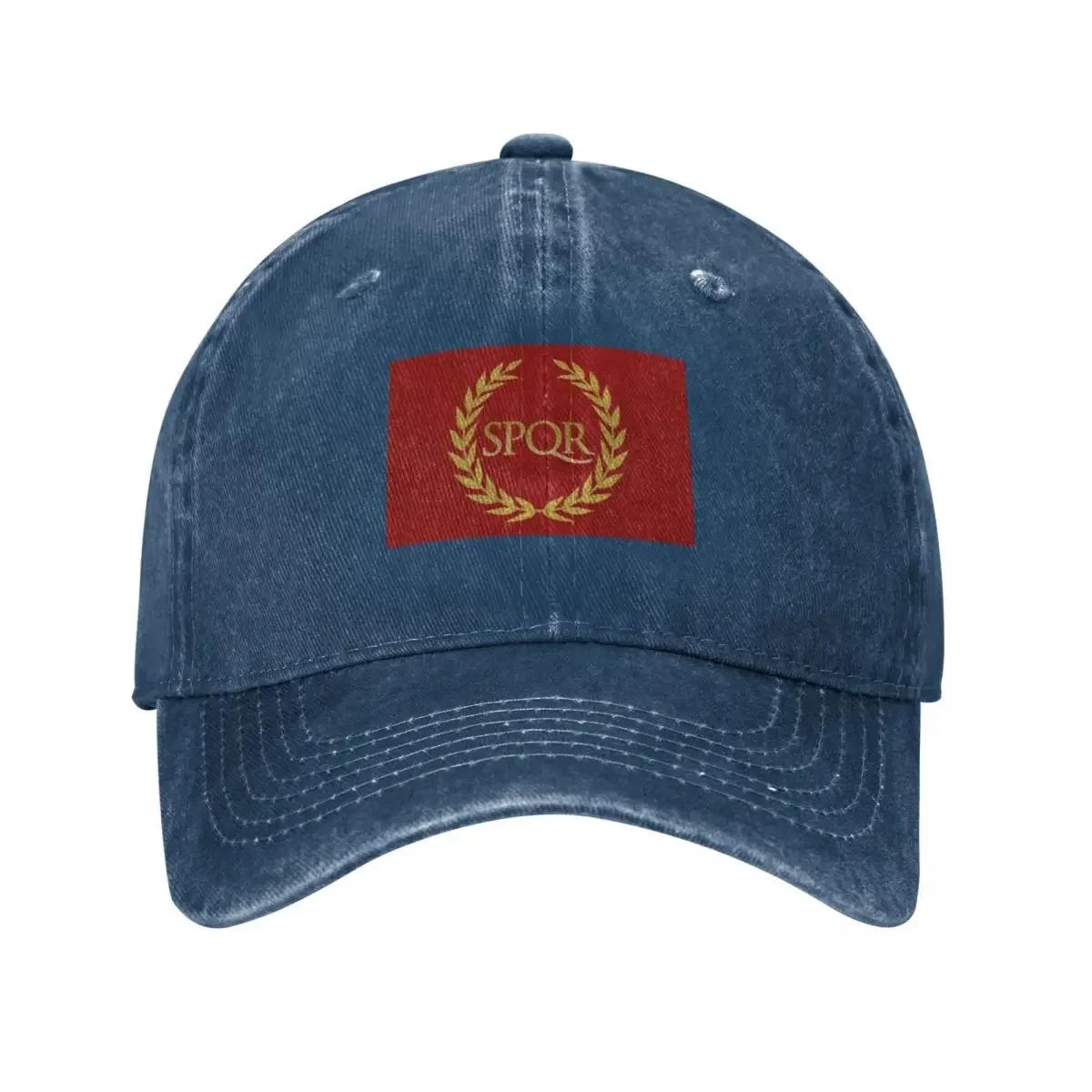 

Ancient Roman Flag Unisex Retro Denim Washed Baseball Caps Female Cowboy Sunscreen Hats Camping Mens Snapback Cap One Size