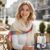 Soft Draped Gauze Shawl Rainbow Border Beach Scarf New Tassel Shawl  Women Fashion