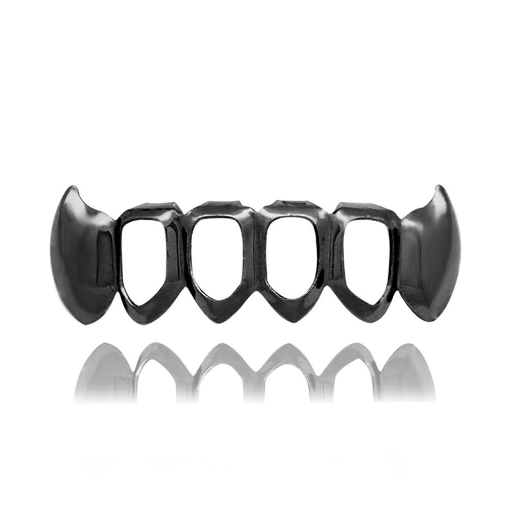 European Six-Tooth & Four-Tooth Hollow Fangs with Flat Teeth Hip Hop Grill Set