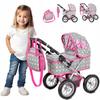 Faltbarer Puppenwagen mit Verdeck, verstellbarem Griff und Tasche - Kinderplay (KP0261S)