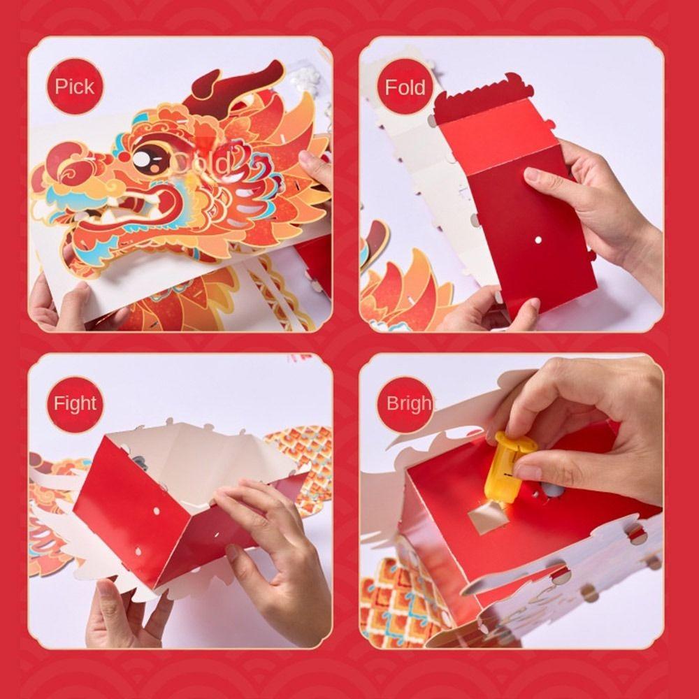 Glowing DIY Lantern Handmade Luminous Handheld Lanterns Portable Dragon Head Lantern  Kids Gifts