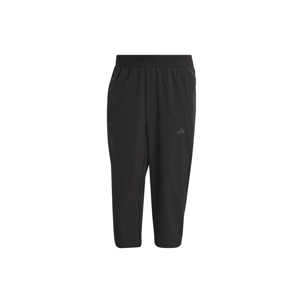 Adidas Yoga Training 3/4 Pants With Solid Color Logo And Elastic Waist Men Bottoms Black H44515