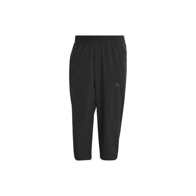 Pantalones de Entrenamiento de Yoga 3/4 Con Logo de Color Sólido y Cintura Elástica Parte Inferior para Hombre Negro H44515
