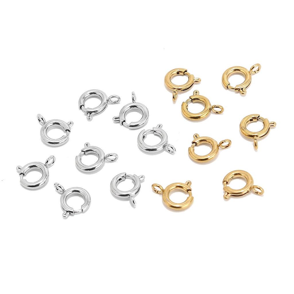 Vacuum-Plated Stainless Steel Spring Clasp Connector for DIY Jewelry