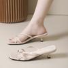 French square head cross thin strap high heel cool slippers women's 2025 summer new temperament thin heel toe Roman sandals
