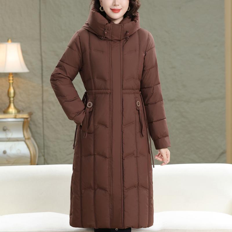 Plus Size XL-5XL Middle Age Women Long Coats Winter Parkas Hooded Thick Warm Elegant Women's Jackets